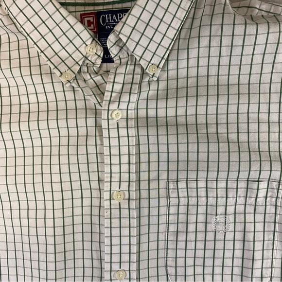 Chaps Button Down Long Sleeve Checkered Shirt Size L Embroidered Logo - Picture 2 of 7